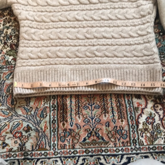 Blank NYC beige cable knit crew neck sweater with exaggerated shoulders. - Picture 8 of 12